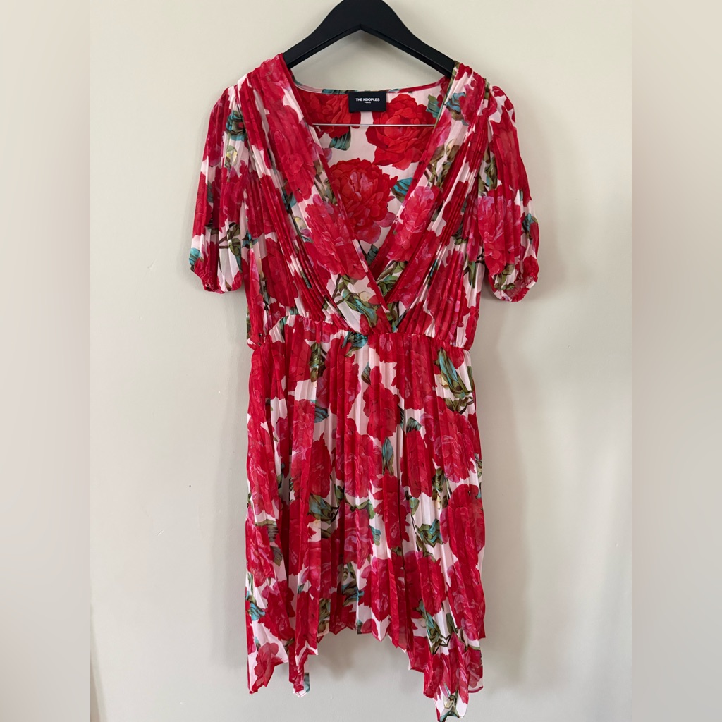 The Kooples Red Floral Midi Dress